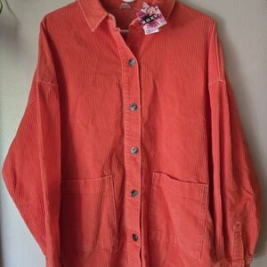 Roxy Orange Corduroy Button-Up Shirt NWT
